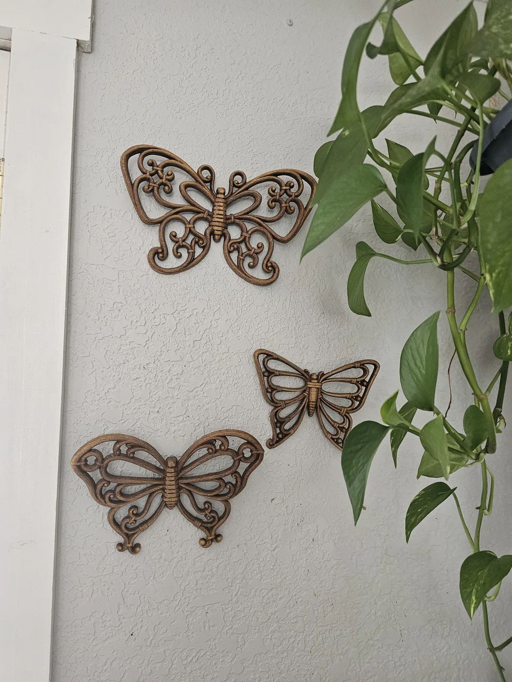 Homco Bronze Metal Butterfly Wall Trio